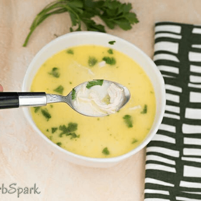 Super creamy garlic shredded chicken soup