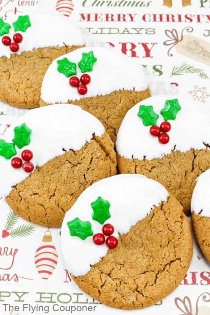 Gingerbread holly cookies