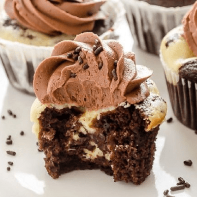 Black Bottom Cupcakes With Salted Chocolate Buttercream