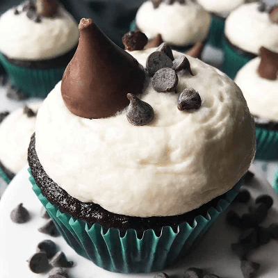 Double Chocolate Cupcakes With Vanilla Frosting