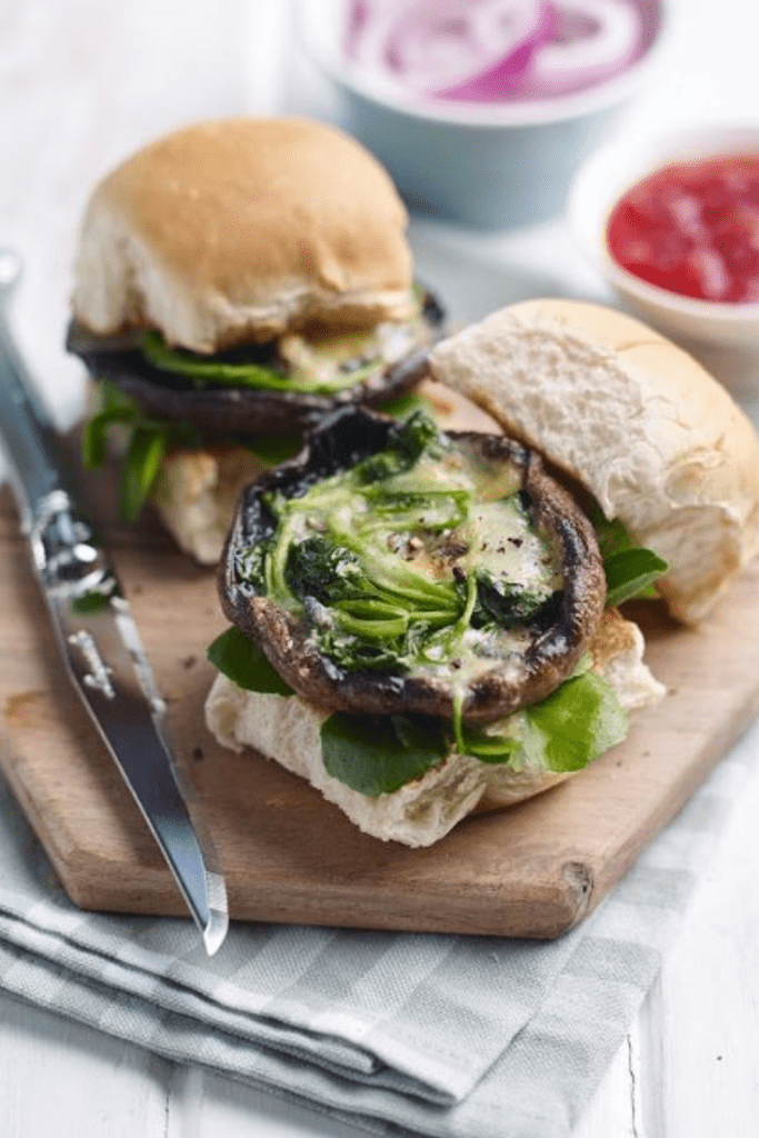 watercress and mushroom sliders sandwich