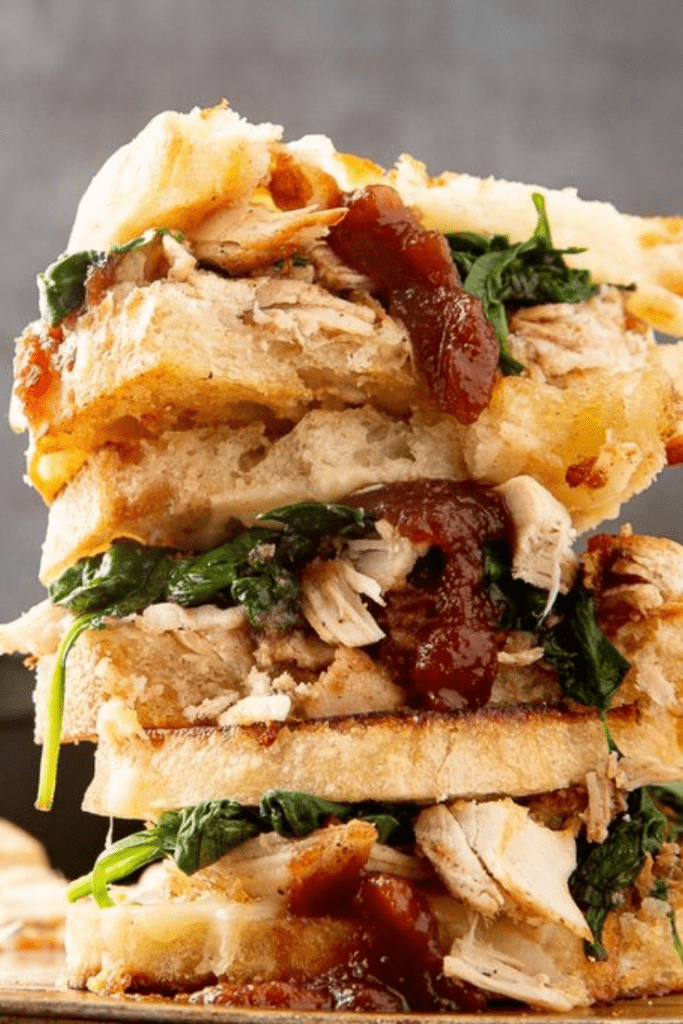 apple butter and turkey spinach grilled cheese sandwich