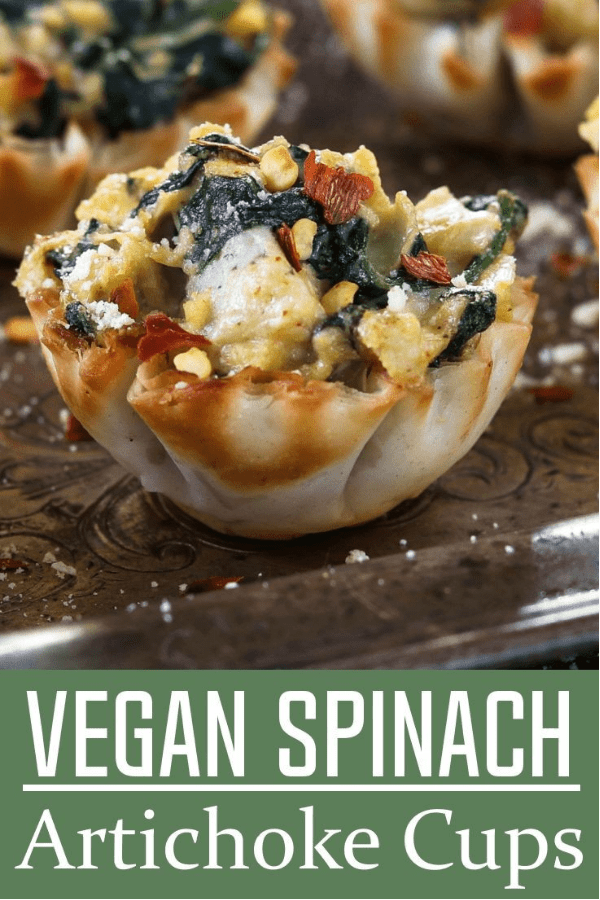 Vegan spinach artichoke cups appetizer 