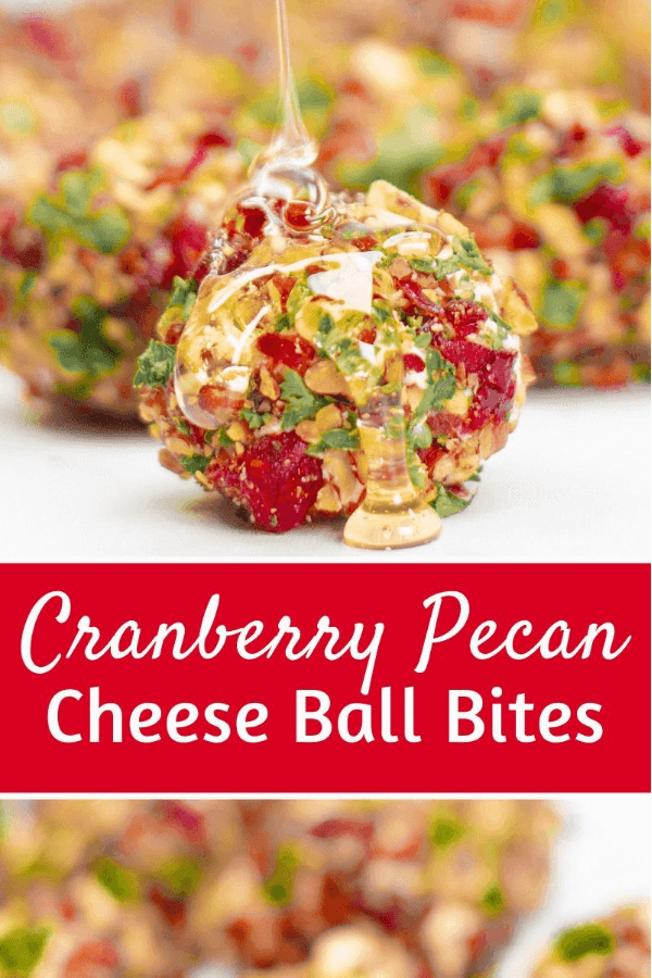Cranberry pecan cheeseball bites appetizer