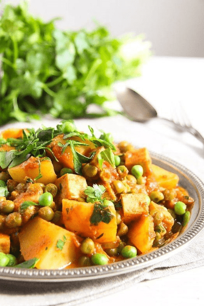 vegan potato curry with tofu