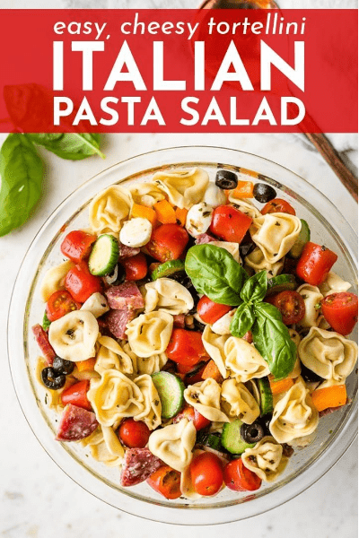 easy, cheesy tortellini Italian pasta salad