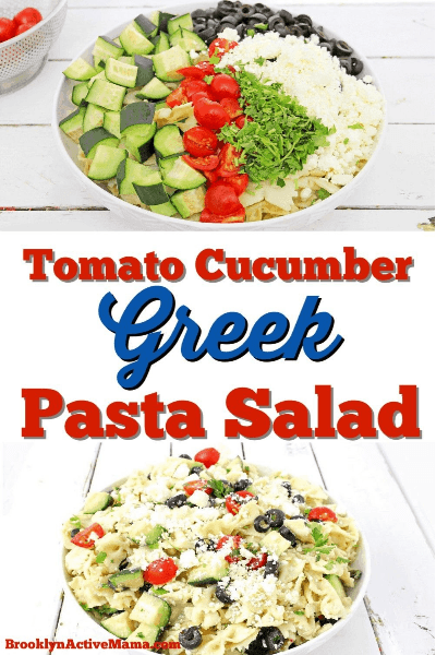 tomato cucumber greek pasta salad