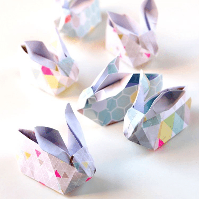 origami easter bunny basket